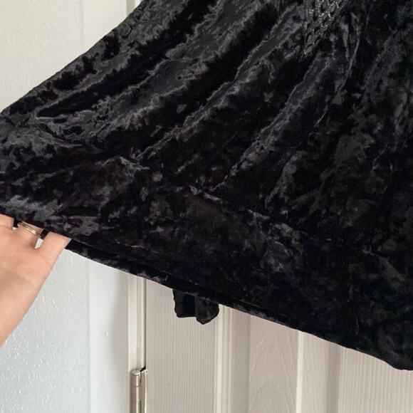 Gilded Intent Gothic Grunge Large Black Crushed Velvet fishnet Holy top - Picture 7 of 13